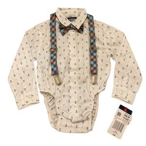 Baby long sleeve polo with suspenders